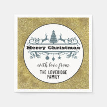 Navidad Alegre Chic Negro Blanco Gris Brillo Dorad