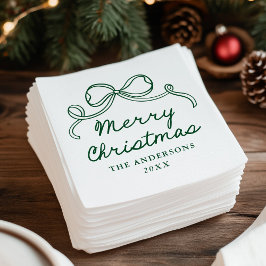 Servilleta De Papel Navidad Alegre Lazo Verde Dibujado a Mano Capricho