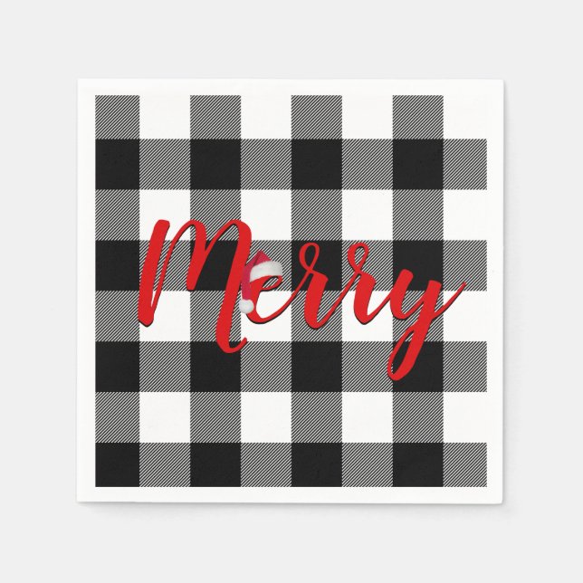 Servilleta De Papel Navidad Alegre Plaid Búfalo   (Anverso)