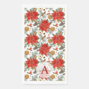 Servilleta De Papel Navidad Alegre Vintage Acuarela Flor de Pascua Roj