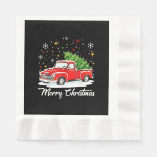 Servilleta De Papel Navidad Alegre Vintage Camión Rojo Santa Árbol Fam