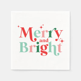 Servilleta De Papel navidad alegre y brillante fuente moderna rosa roj