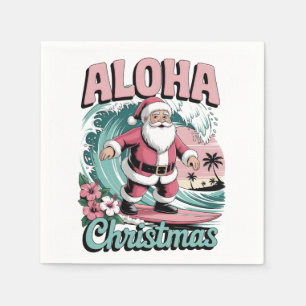 Servilleta De Papel Navidad Aloha Hawái Santa Surfing Tropical