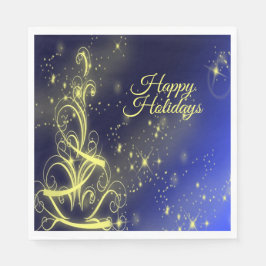 Servilleta De Papel Navidad Árbol Fiesta Oro Estrellas Naval Vacacione