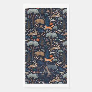 Servilleta De Papel Navidad Arboles Animales Bosque Acuarela Rústica