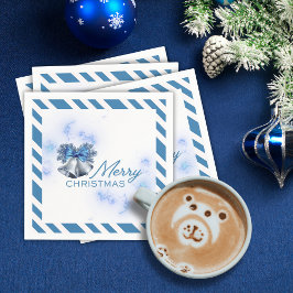Servilleta De Papel Navidad Azul Campanas de Plata