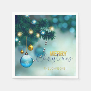 Servilleta De Papel NAVIDAD azul personalizado del árbol de las