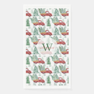 Servilleta De Papel Navidad Camión Plaid Búfalo Acuarela Vintage