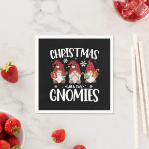 Servilleta De Papel Navidad con mis Gnomies Búfalo Cuadros Rojos Gnome