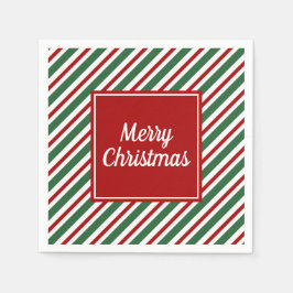 Servilleta De Papel Navidad con Rayas Modernas Rojas y Verdes