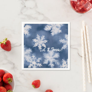 Servilleta De Papel Navidad Copos de Nieve Azules y Blancos