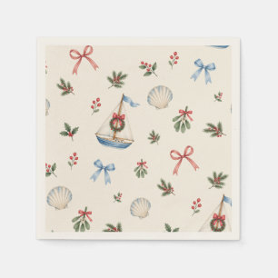 Servilleta De Papel Navidad Costera Vela y Lazos Navideños