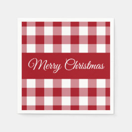 Servilleta De Papel Navidad Cuadro Escocés Rojo Y Blanco Rústico