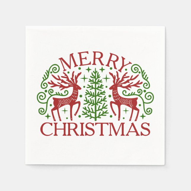 Servilleta De Papel Navidad de Ciervos Escandinavos (Anverso)