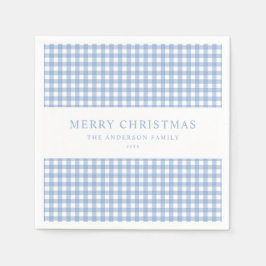 Servilleta De Papel Navidad de Cuadros Azules