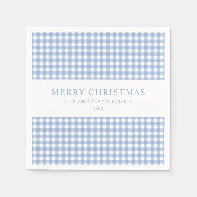 Servilleta De Papel Navidad de Cuadros Azules (Anverso)