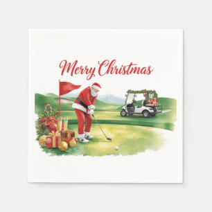 Servilleta De Papel Navidad de golf con Papá Noel jugando al golf