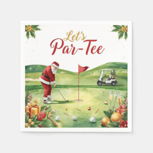 Servilleta De Papel Navidad de golf con Papá Noel jugando al golf