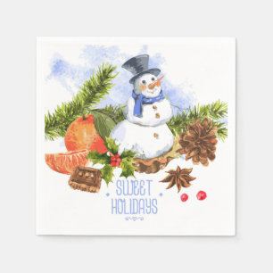 Servilleta De Papel Navidad de la acuarela del vintage