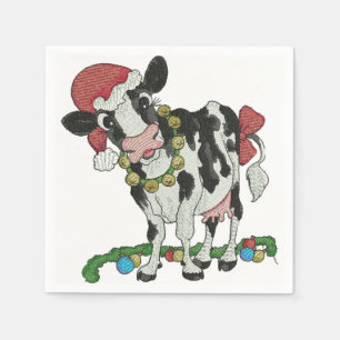 Servilleta De Papel ¡Navidad de Mooey! Servilletas Vaca-Temáticas de