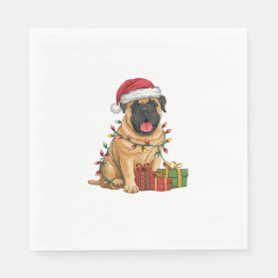 Servilleta De Papel Navidad de perro mastiff francés iluminando Santa 
