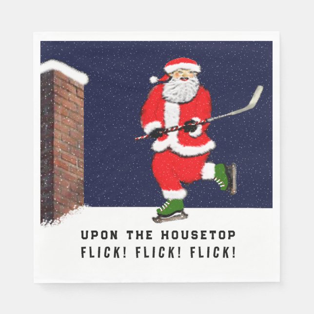 Servilleta De Papel Navidad divertida de hockey (Anverso)