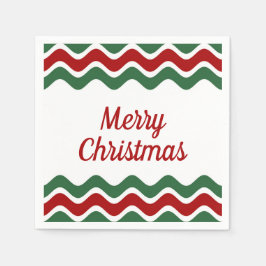 Servilleta De Papel Navidad Elegante Rayas Rojas y Verdes