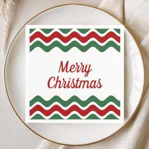 Servilleta De Papel Navidad Elegante Rayas Rojas y Verdes