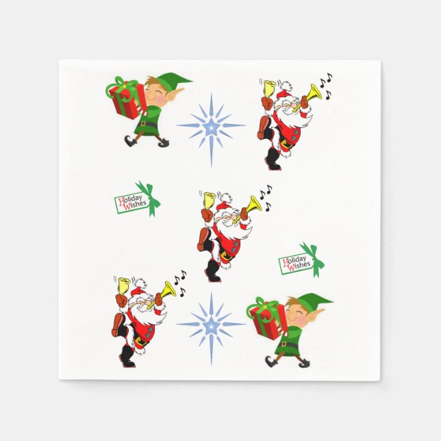 Servilleta De Papel Navidad elf santa claus servilletas almuerzo/cena (Anverso)