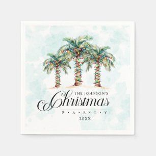 Servilleta De Papel Navidad en la playa con palmeras tropicales