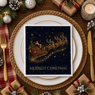 Servilleta De Papel Navidad en las Estrellas Trineo de Santa