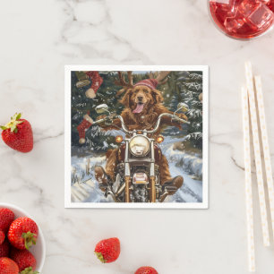 Servilleta De Papel Navidad en Nueva Escocia con Perro Montando Motoci