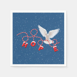 Servilleta De Papel Navidad ESPERANZA con Paloma Blanca y Copos de Nie