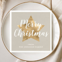 Navidad Estrella Dorada Beige Festiva