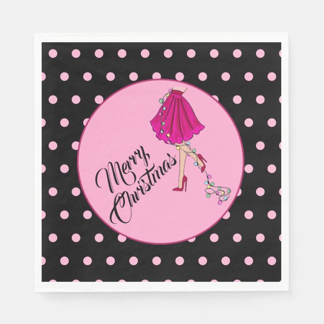 Servilleta De Papel Navidad Glam Rosa  (Anverso)