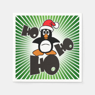 Servilleta De Papel Navidad - Ho Ho Ho Papá Noel Pingüino 1