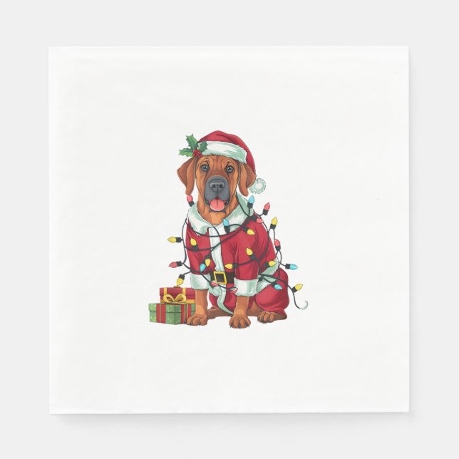 Servilleta De Papel Navidad iluminando a Santa Rhodesian Ridgeback per (Anverso)