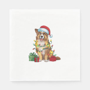 Servilleta De Papel Navidad iluminando Santa Hat Pastor inglés Chris