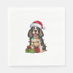Servilleta De Papel Navidad iluminando Santa Hat Perro Malamute Alaska