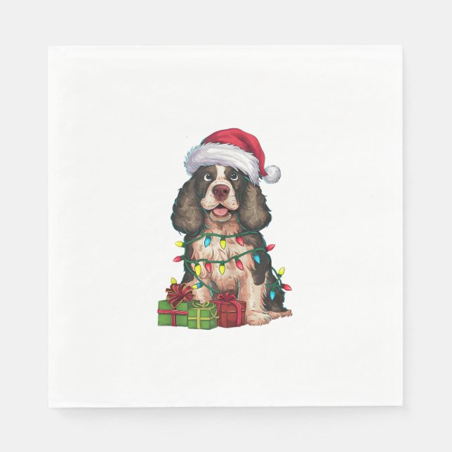 Servilleta De Papel Navidad iluminando Santa Hat Perro Malamute Alaska (Anverso)