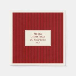 Servilleta De Papel Navidad Moderna Minimalista Franjas Rojas
