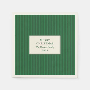 Servilleta De Papel Navidad Moderna Minimalista Rayas Verdes