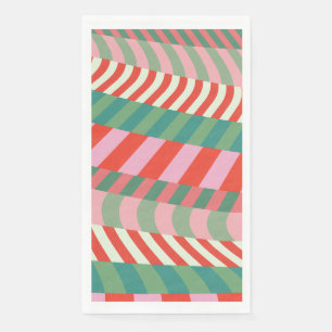 Servilleta De Papel Navidad moderna rojo verde rosa rayas geométricas