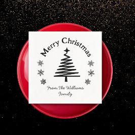 Servilleta De Papel navidad navidad simple, negro y blanco moderno