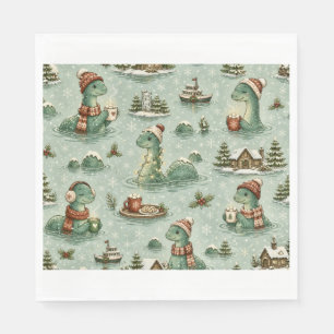 Servilleta De Papel Navidad Nessie Monstruo del Lago Ness Acogedores C