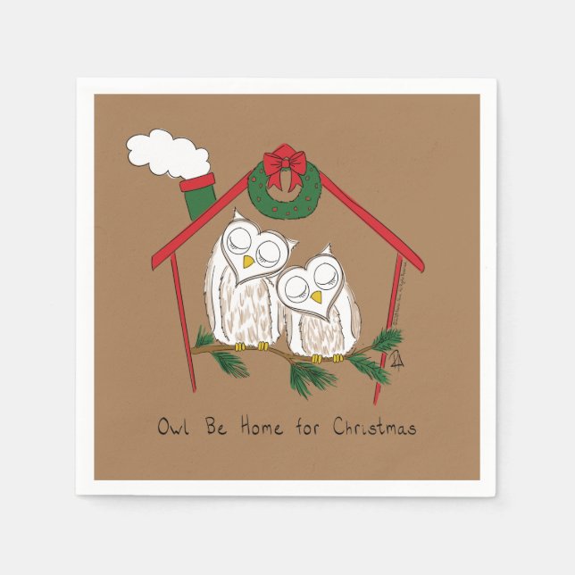 Servilleta De Papel Navidad Owl Be Home Cute (Anverso)