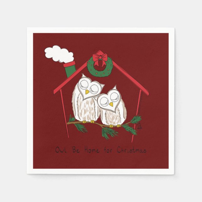 Servilleta De Papel Navidad Owl Be Home Cute (Anverso)