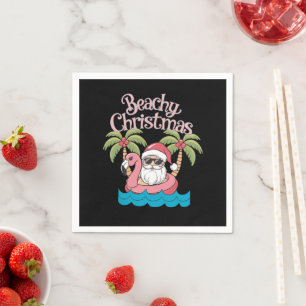 Servilleta De Papel Navidad Playera Vacaciones Tropicales Santa Playa