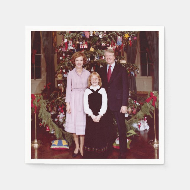 Servilleta De Papel Navidad Presidente James Jimmy Carter Casa Blanca (Anverso)