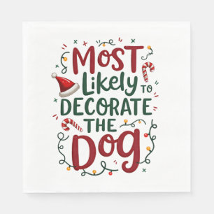 Servilleta De Papel Navidad Probablemente Decorar Perro Xmas Familia